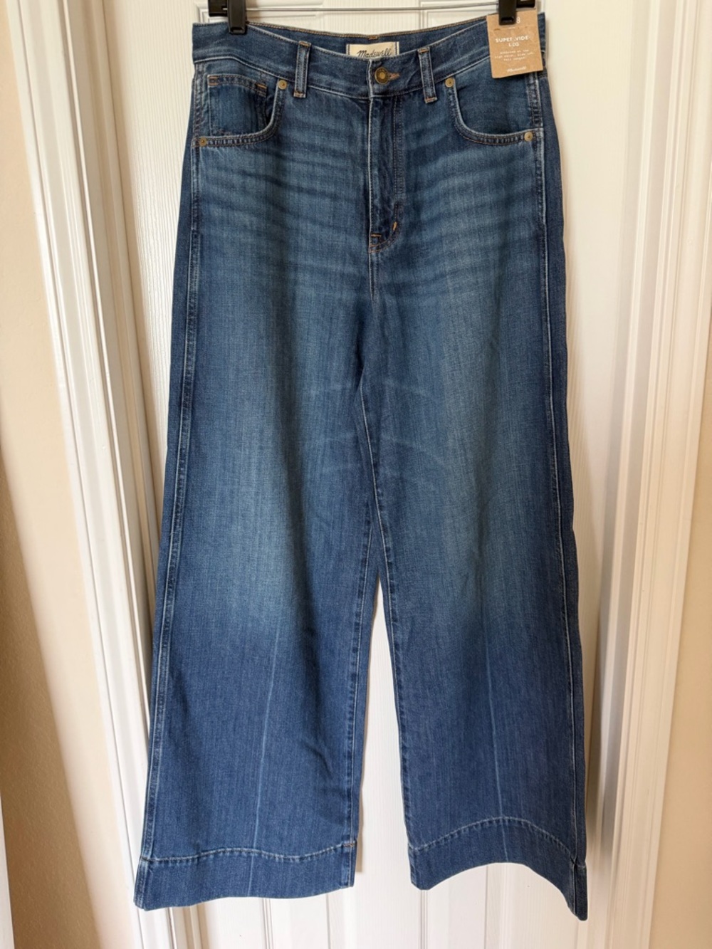 Madewell Wide Leg Flare Jeans in Medium Blue Wash